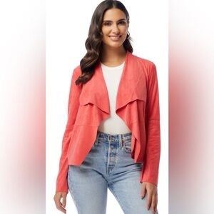 Bagatelle Women’s Faux Suede Drape Front Waterfall Moto Jacket Azalea Size M